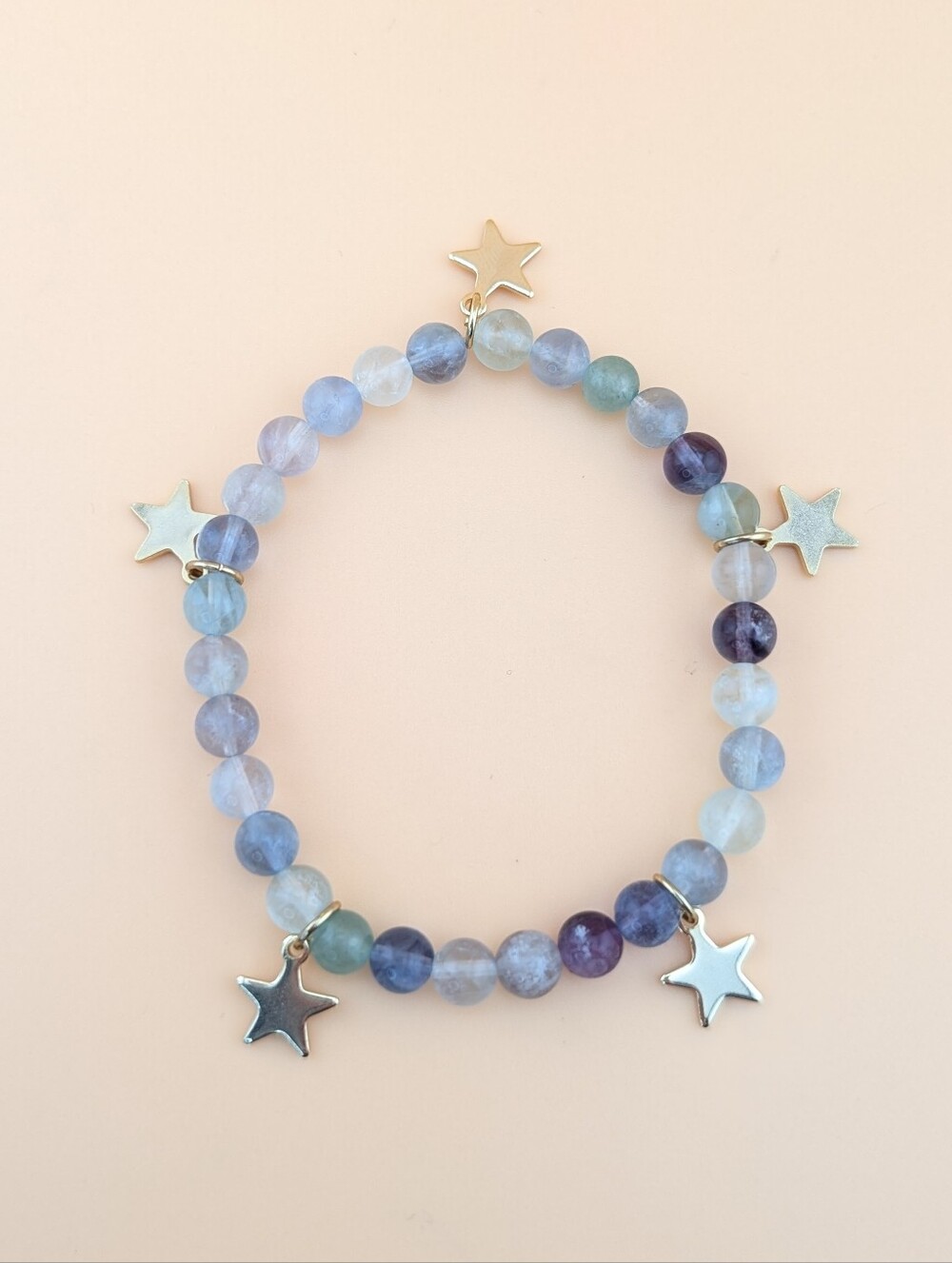 Fluorite Celestial Gold Star Charm Bracelet